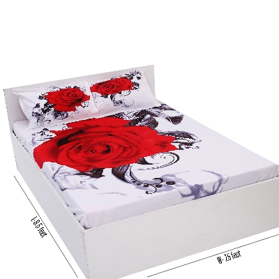 Picture of Cotton Multicolor Double King Size Flat Bed Sheet Set (7.5 by 8.5 ft) with Two Pillow Covers - Easy Maintainance Hand Washable