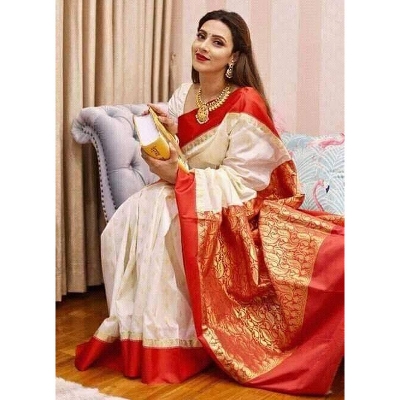 Picture of Indian Silk Katan Sharee Without Running Blouse Piece