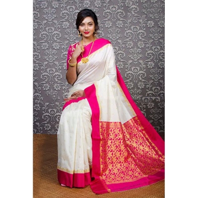 Picture of Indian Silk Katan Sharee Without Running Blouse Piece