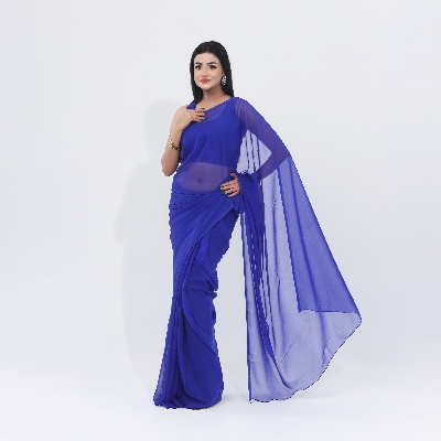 Picture of Graceful Weightless Georgette Trendy Saree for Women - Festive Elegance Blue Color - Suitable for Party and All Season- Perfect Casual Wear