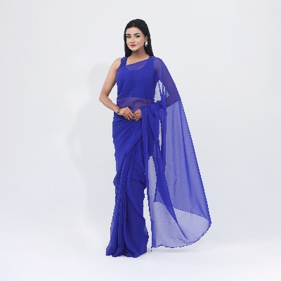 Picture of Graceful Weightless Georgette Trendy Saree for Women - Festive Elegance Blue Color - Suitable for Party and All Season- Perfect Casual Wear