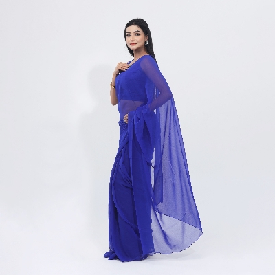Picture of Lightweight Georgette Saree for Women, Adorned in A Soothing Blue Hue- Versatile for all seasons- Ideal for Casual Elegance