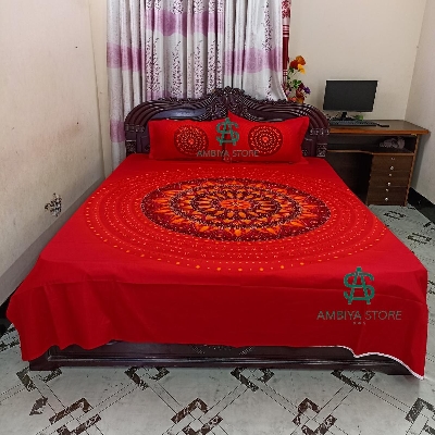 Picture of King Size Cotton Twill Panel Bed Sheet Set (7.5x8.5 ft) - Includes Two Pillow Covers (20 to 36 inch) - Flat Type - Thread Count: 400 - Hand and Machine Washable