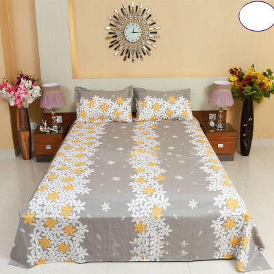 Picture of King Size Cotton Twill Panel Bed Sheet Set (7.5x8.5 ft) - Includes Two Pillow Covers (20 to 36 inch) - Flat Type - Thread Count: 400 - Hand and Machine Washable"