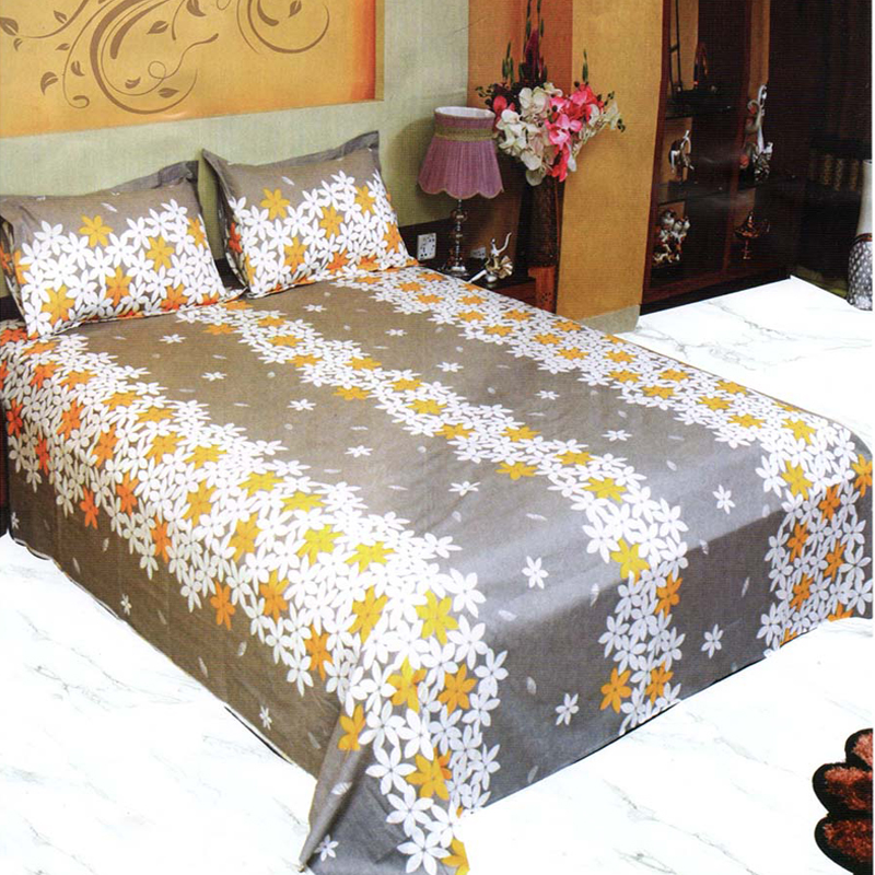 Picture of King Size Cotton Twill Panel Bed Sheet Set (7.5x8.5 ft) - Includes Two Pillow Covers (20 to 36 inch) - Flat Type - Thread Count: 400 - Hand and Machine Washable"