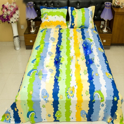 Picture of King Size Cotton Twill Panel Bed Sheet Set (7.5x8.5 ft) - Includes Two Pillow Covers (20 to 36 inch) - Flat Type - Thread Count: 400 - Hand and Machine Washable"