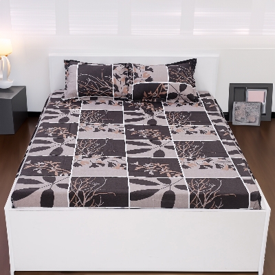 Picture of Digital Home TEX Cotton Multicolor Double King Size Flat Bed Sheet Set (7.5 x 8.5 Feet) with Two Pillow Covers - Easy Maintainance- Hand Washable