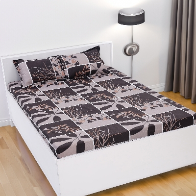 Picture of Digital Home TEX Cotton Multicolor Double King Size Flat Bed Sheet Set (7.5 x 8.5 Feet) with Two Pillow Covers - Easy Maintainance- Hand Washable