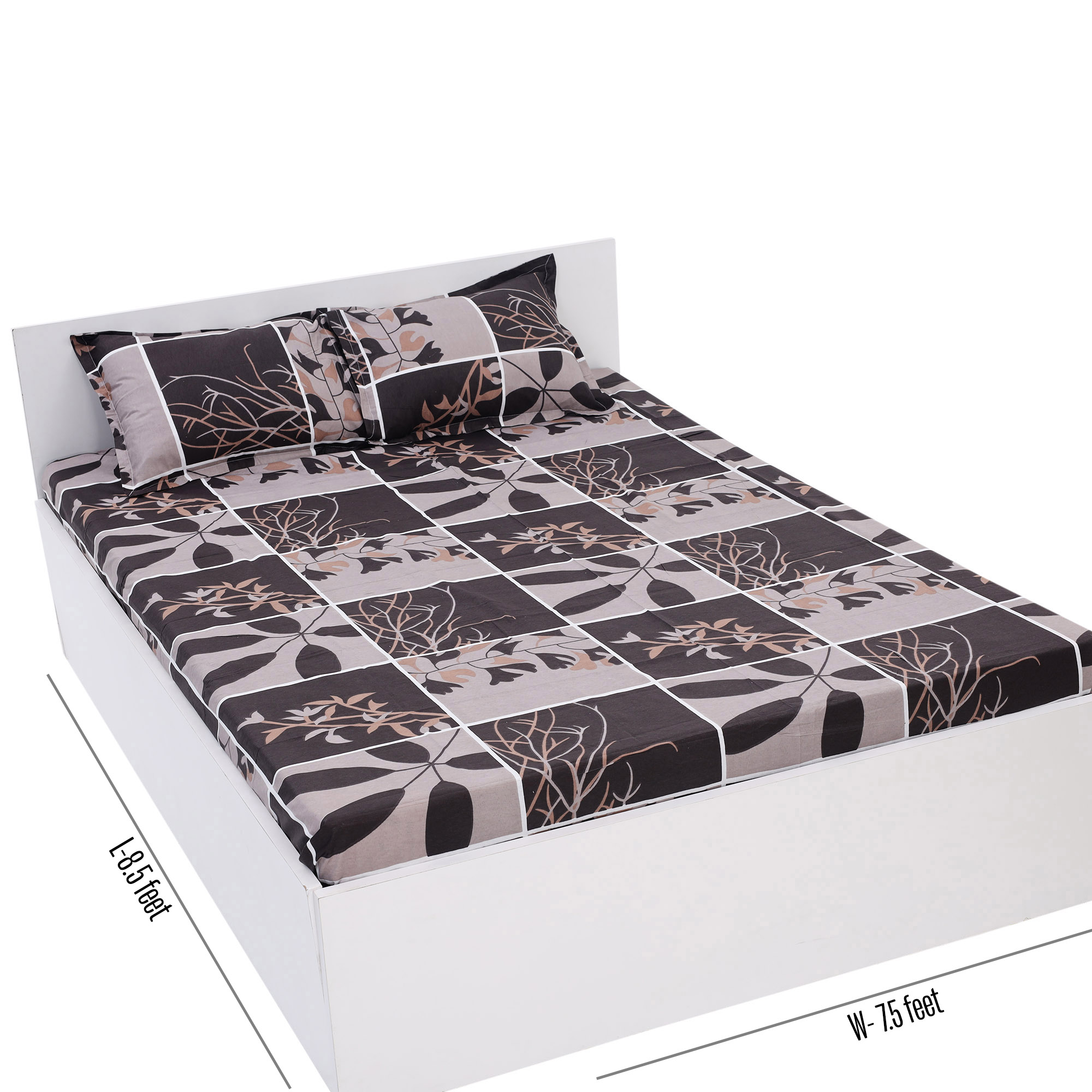 Picture of Digital Home TEX Cotton Multicolor Double King Size Flat Bed Sheet Set (7.5 x 8.5 Feet) with Two Pillow Covers - Easy Maintainance- Hand Washable