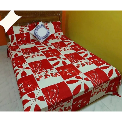 Picture of King Size Cotton Twill Panel Bed Sheet Set (7.5x8.5 ft) - Includes Two Pillow Covers (20 to 36 inch) - Flat Type - Thread Count: 400 - Hand and Machine Washable"