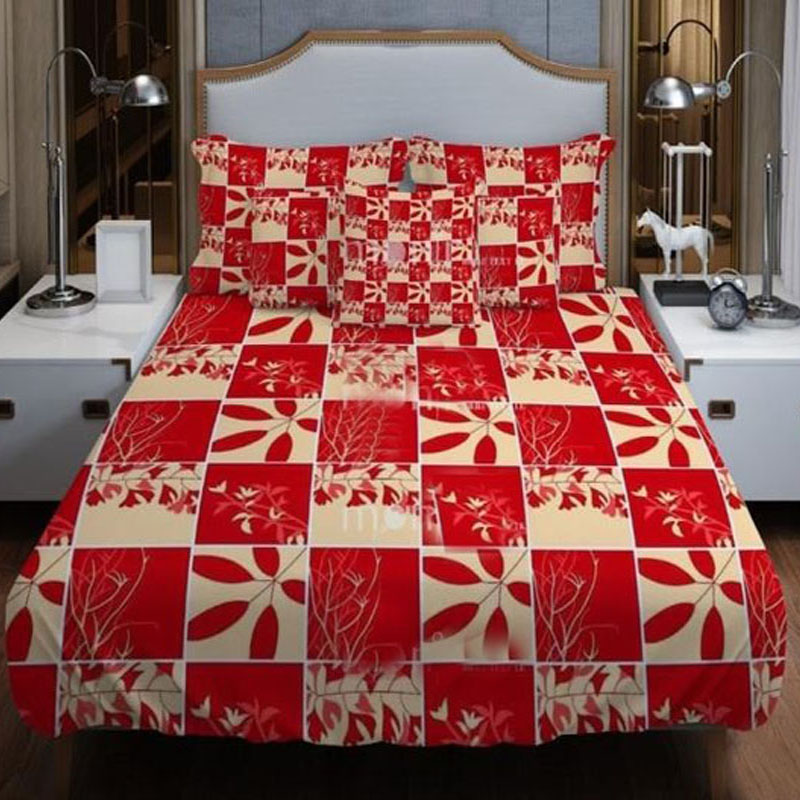 Picture of King Size Cotton Twill Panel Bed Sheet Set (7.5x8.5 ft) - Includes Two Pillow Covers (20 to 36 inch) - Flat Type - Thread Count: 400 - Hand and Machine Washable"