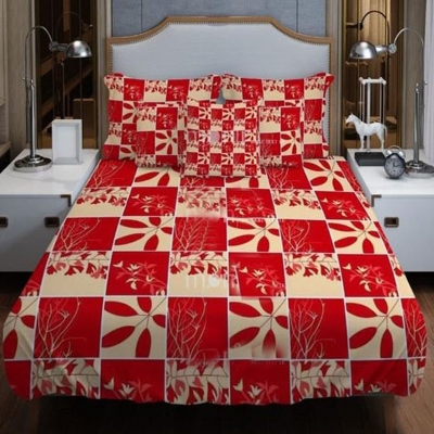 Picture of King Size Cotton Twill Panel Bed Sheet Set (7.5x8.5 ft) - Includes Two Pillow Covers (20 to 36 inch) - Flat Type - Thread Count: 400 - Hand and Machine Washable"