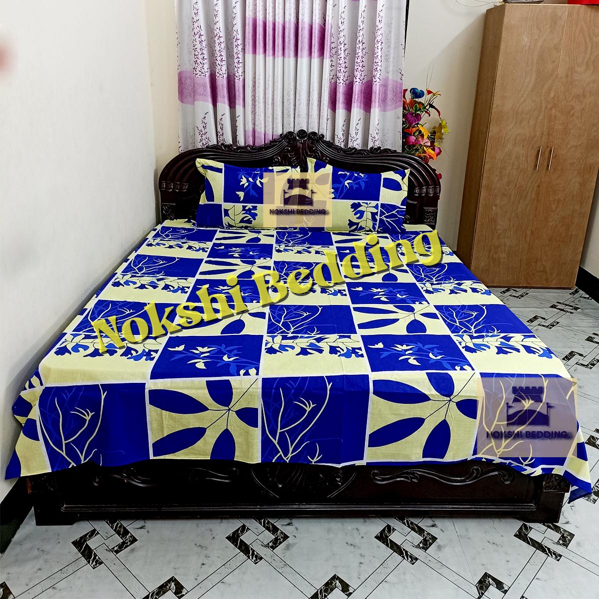 Picture of Digital Home Text King Size Bedsheet With Two Pillow Cover