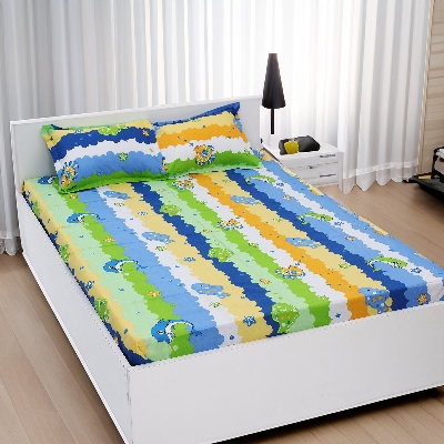 Picture of Digital Home TEX Cotton Multicolor Double King Size Flat Bed Sheet Set (7.5 x 8.5 ft) with Two Pillow Covers - Easy Maintainance Hand Washable