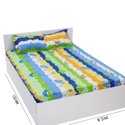 Picture of Digital Home TEX Cotton Multicolor Double King Size Flat Bed Sheet Set (7.5 x 8.5 ft) with Two Pillow Covers - Easy Maintainance Hand Washable