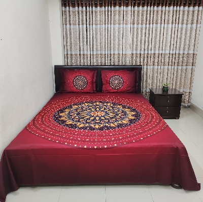 Picture of Luxury Digital Home tex Cotton Fashionable Bed Sheet for Home Decoration 7.5/8.5 Feet King Size Bedsheet