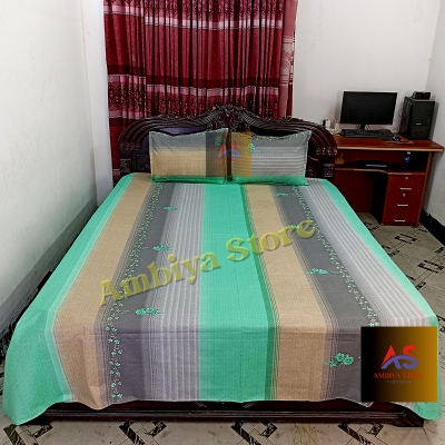 Picture of Cotton Fabric Printed 7 Feet by 8.5 Feet Double King Size Bedsheet Set with Two Pillow Covers Bed Sheet