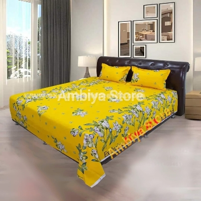 Picture of Cotton King Size Bedsheet With Two Pillow Cover Size 7/8 Feet Head Pillow cover Size 20/28 Inch Easy Maintainance Hand Washable