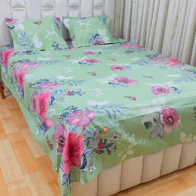 Picture of Cotton King Size Bedsheet With Two Pillow Cover Size 7/8 Feet Head Pillow cover Size 20/28 Inch Easy Maintainance Hand Washable