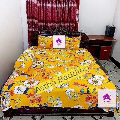 Picture of King Size Cotton Twill Panel Bed Sheet Set (7.5x8.5 ft) - Includes Two Pillow Covers (20 to 36 inch) - Flat Type - Thread Count: 400 - Hand and Machine Washable"