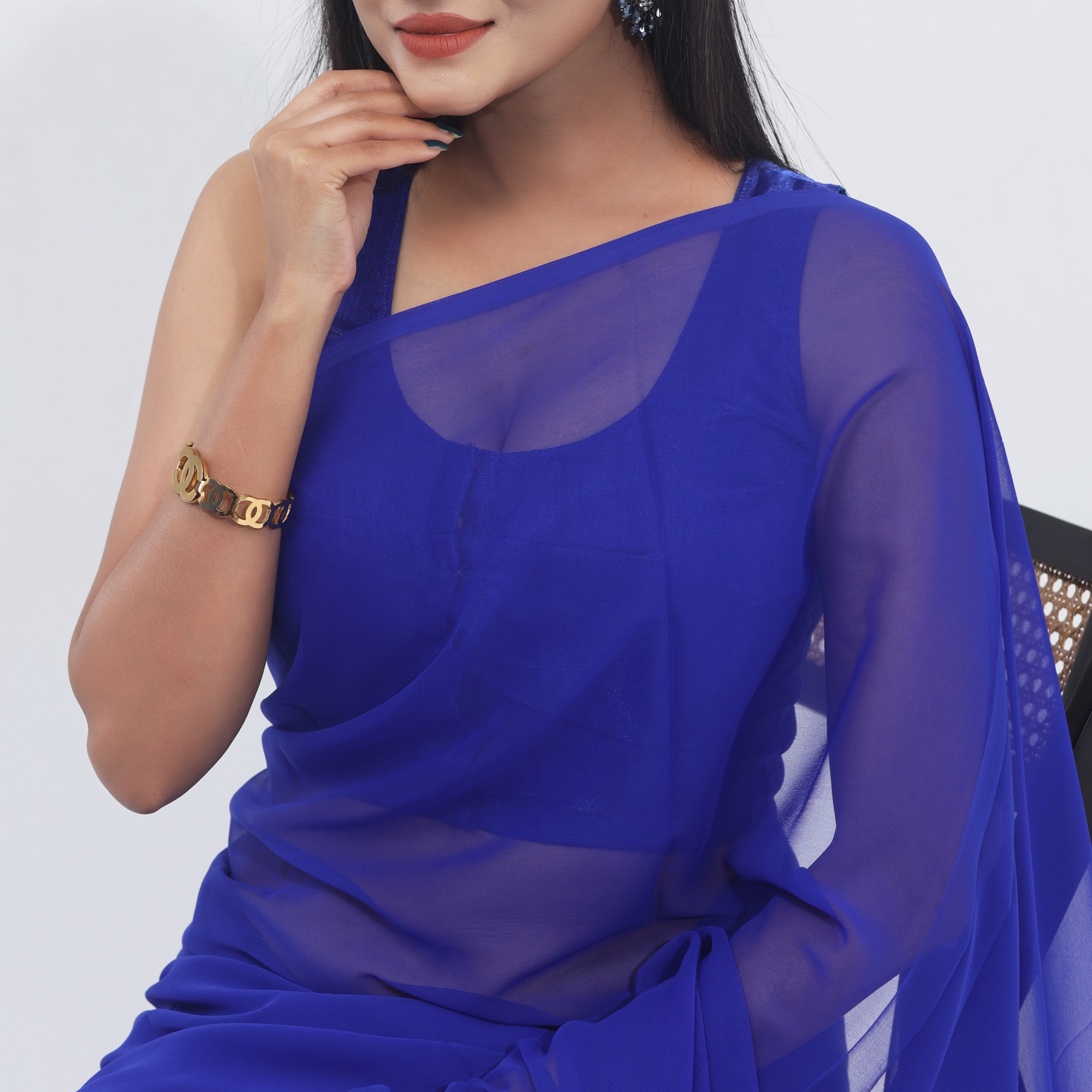 Picture of Lightweight Georgette Saree for Women, Adorned in A Soothing Blue Hue- Versatile for all seasons- Ideal for Casual Elegance