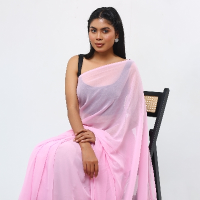 Picture of Lightweight Georgette Saree for Women, Adorned in A Soothing Pink  Hue- Versatile for all seasons- Ideal for Casual Elegance