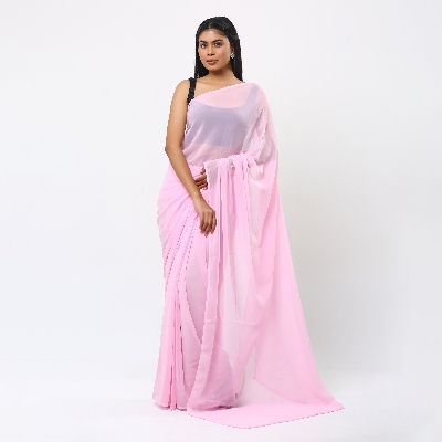 Picture of Lightweight Georgette Saree for Women, Adorned in A Soothing Pink  Hue- Versatile for all seasons- Ideal for Casual Elegance