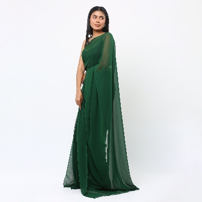 Picture of Lightweight Georgette Saree for Women, Adorned in A Soothing Green  Hue- Versatile for all seasons- Ideal for Casual Elegance