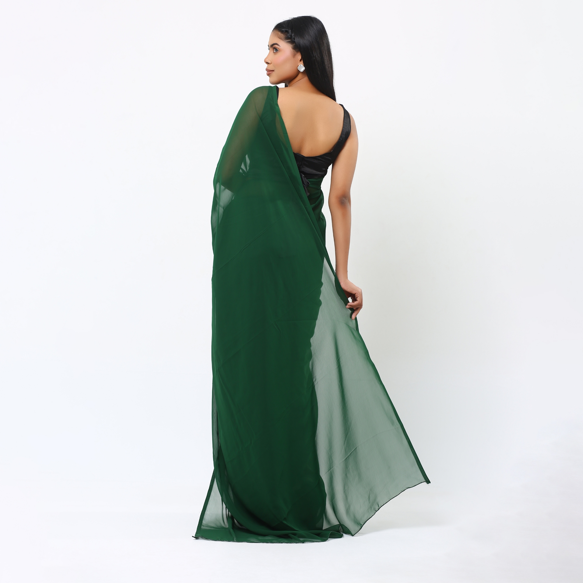 Picture of Lightweight Georgette Saree for Women, Adorned in A Soothing Green  Hue- Versatile for all seasons- Ideal for Casual Elegance