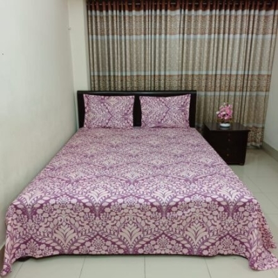Picture of 4 Piece set Cotton Fabric (সুতি কাপড়) Printed 7  by 8 Feet Double King Size Bedsheet Set with Two Pillow Covers and With Side Pillow cover