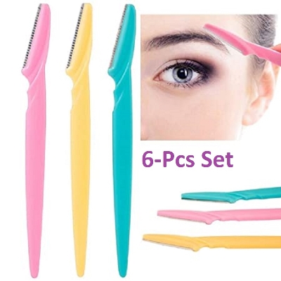 Picture of 6 pcs Colorful Eyebrow Trimmer Face Hair Razors Women Eyebrow Shaver Hair Removal Makeup Tools