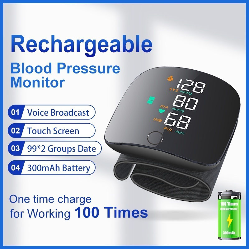 Picture of Automatic Rechargeable Digital Touch Screen Wrist type Blood-Pressure Machine/ BP Machine,RechargeableBPMachine,HealthMonitoring