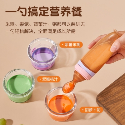 Picture of Baby rice paste bottle 120ml squeeze feeding spoon full silicone