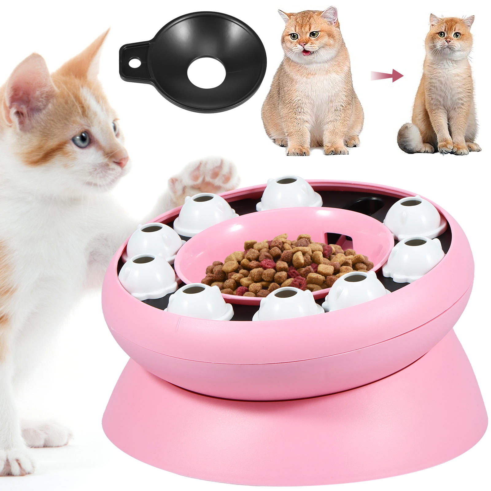 Picture of Cat Slow Feeder Interactive Puzzle Bowl with Non-Slip Base, Fun Pet Toy for Indoor Cats Mental Stimulation