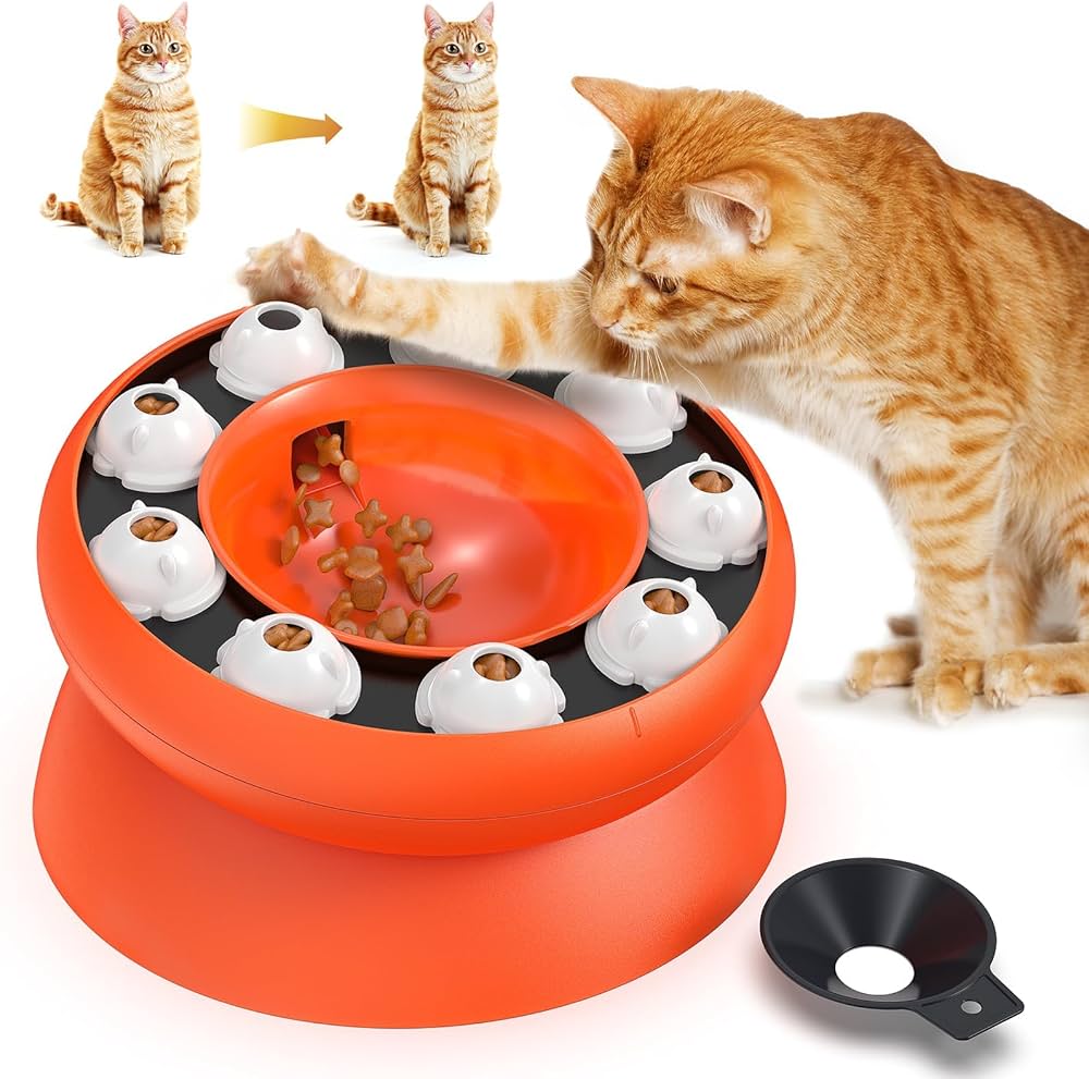 Picture of Cat Slow Feeder Interactive Puzzle Bowl with Non-Slip Base, Fun Pet Toy for Indoor Cats Mental Stimulation