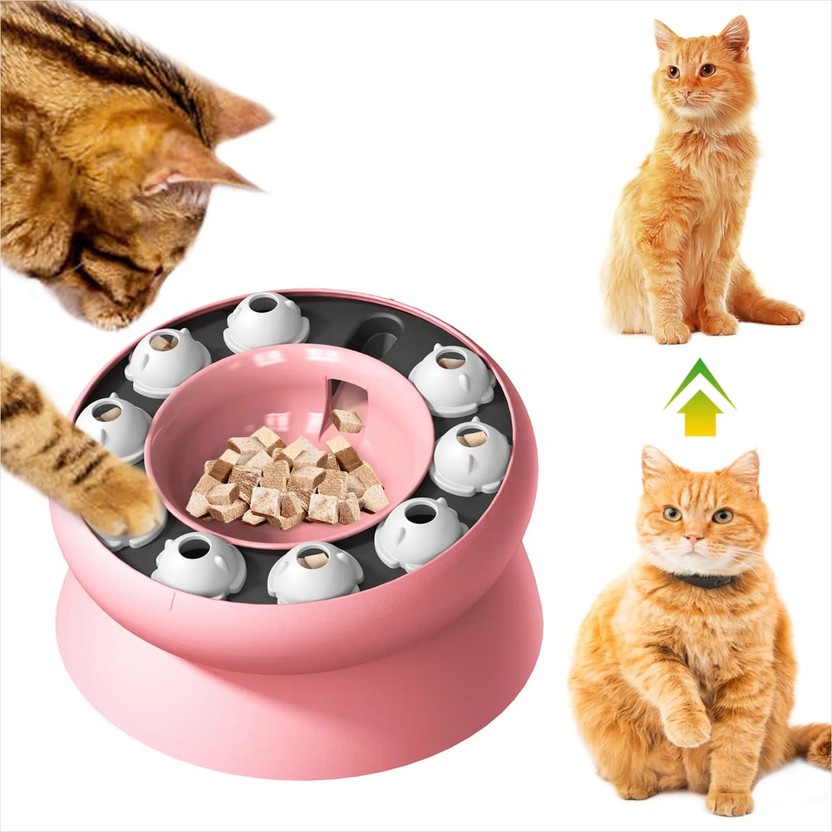 Picture of Cat Slow Feeder Interactive Puzzle Bowl with Non-Slip Base, Fun Pet Toy for Indoor Cats Mental Stimulation