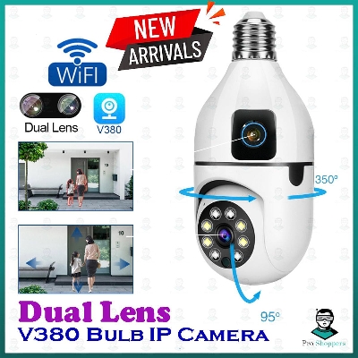 Picture of Dual Lens Bulb IP Night Vision Camera V380 WIFI IP camera