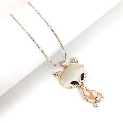 Picture of Fashion Classic Little Swan Pendant Necklace Crystal Opal Sweater Chain Long Necklaces Jewelry for Women Girl Gift New Style