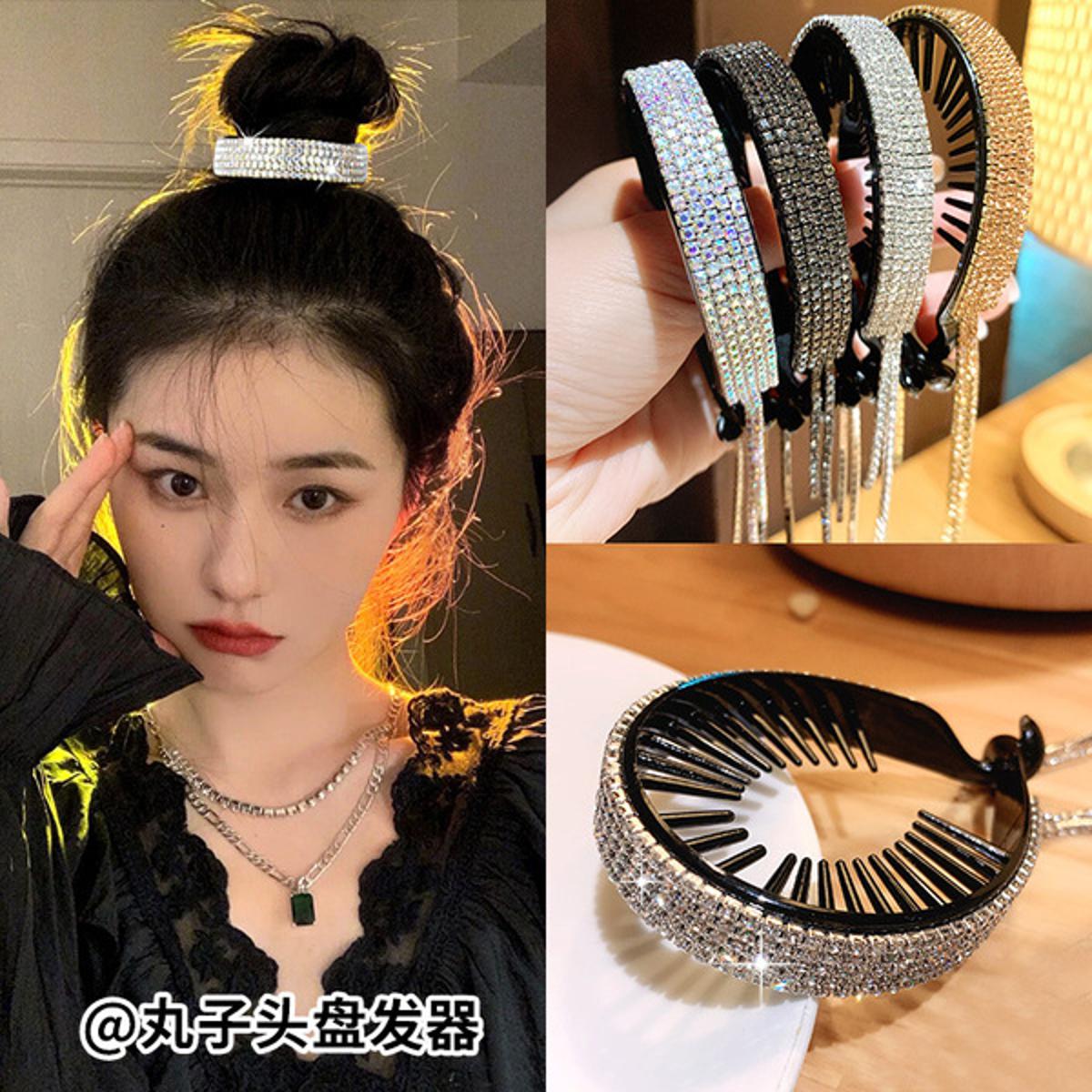 Picture of Fashion Elegant Rhinestone Tassel Hairband Headband Women Girls Hair Head Hoop Bands Accessories Hairbands Headdress Headwear