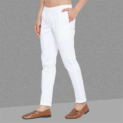 Picture of White Cotton Pajama loose Cut Trouser & slim fit.