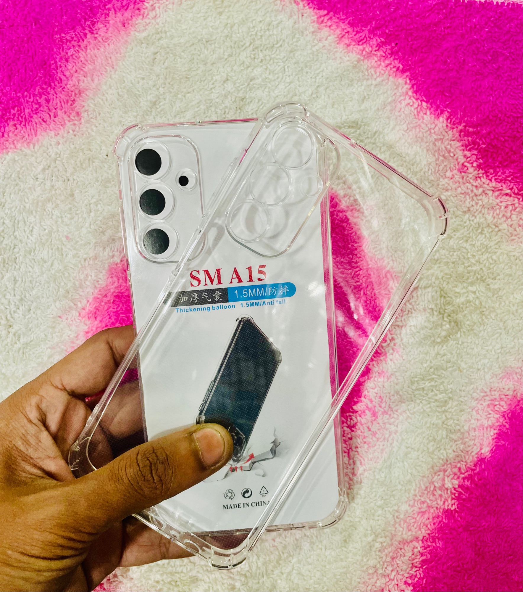 Picture of For Samsung A15  Soft Transparent Shockproof Tpu Back Case/Cover  Water Colour, With Camera and side Bumper protection.