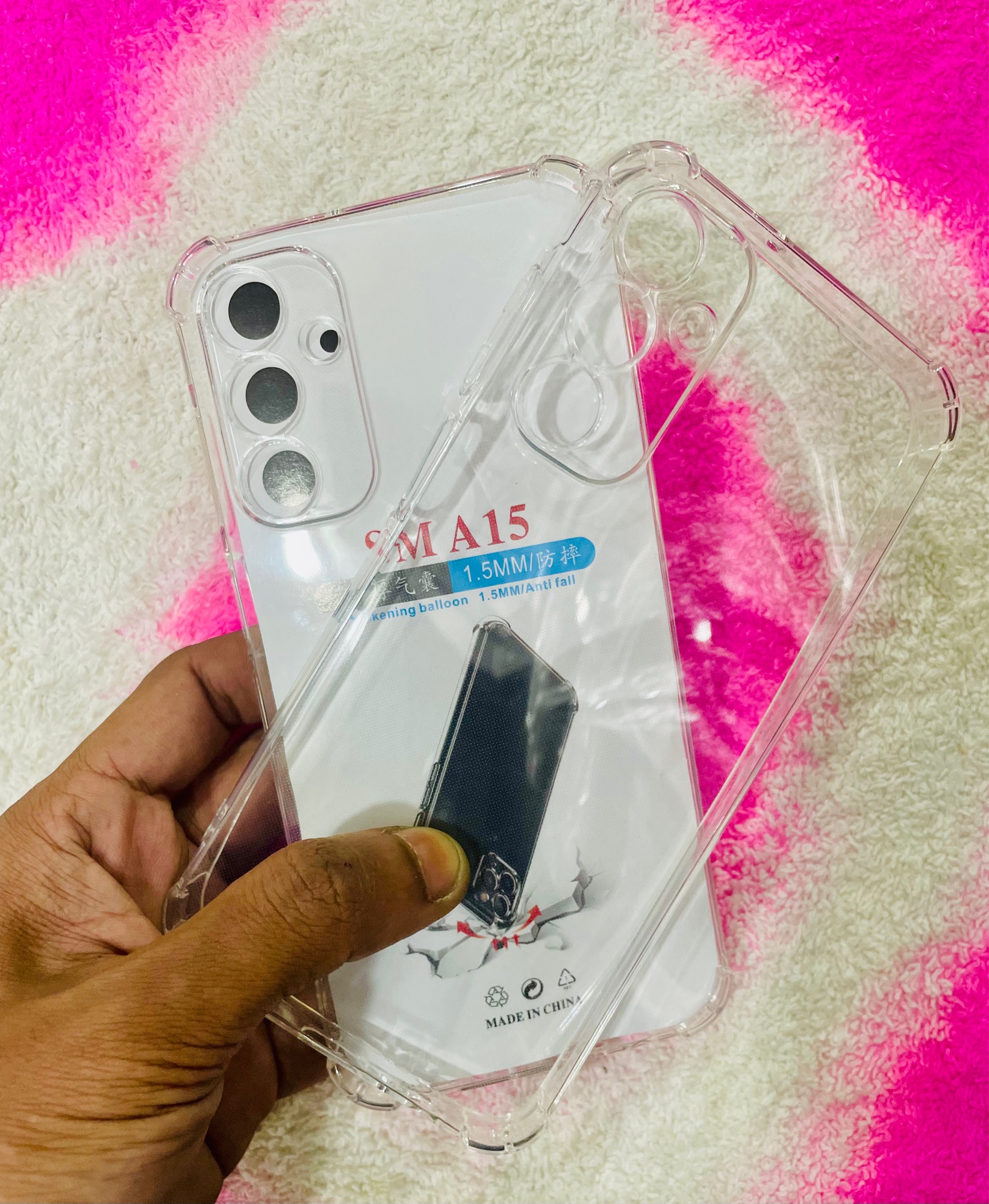 Picture of For Samsung A15  Soft Transparent Shockproof Tpu Back Case/Cover  Water Colour, With Camera and side Bumper protection.