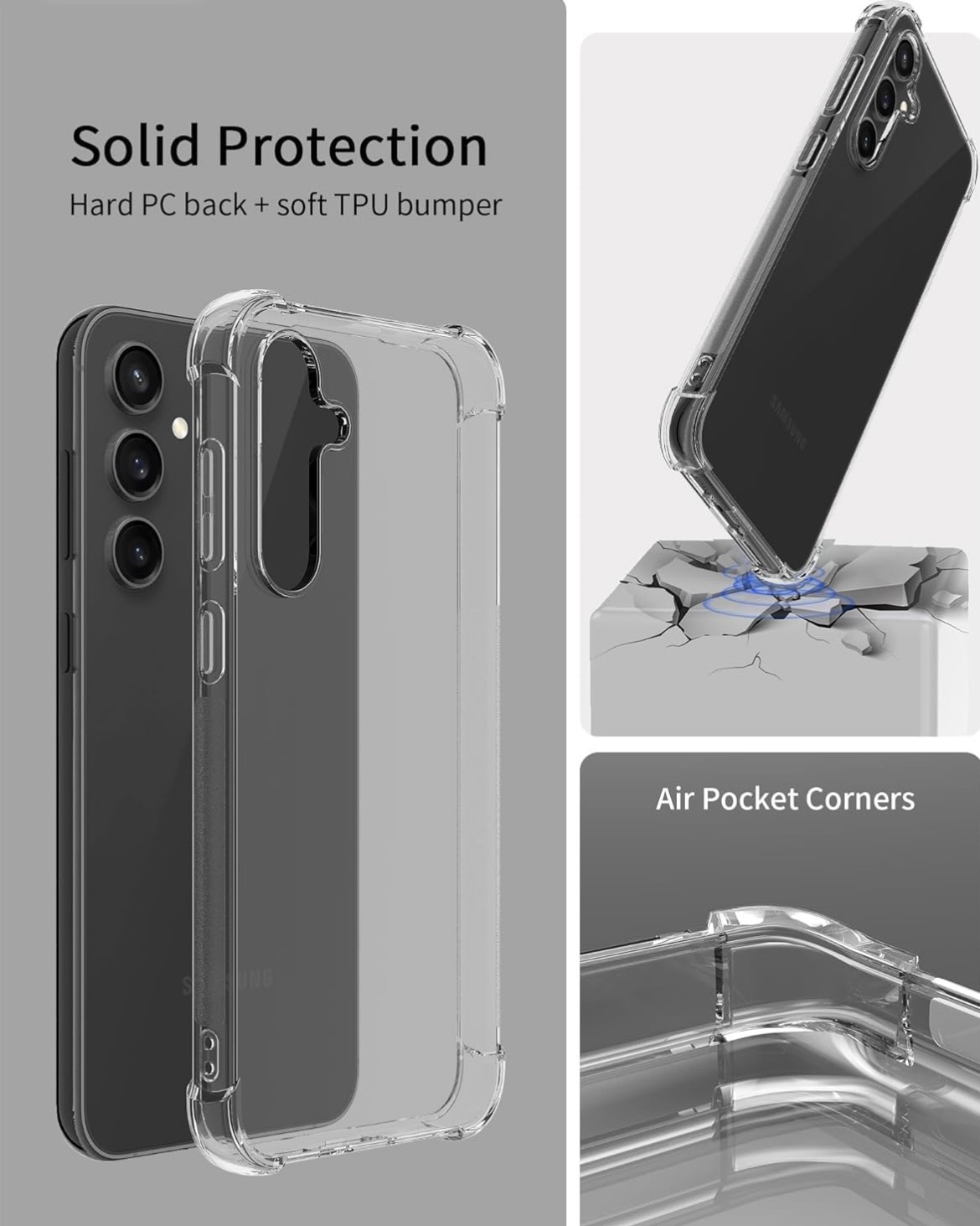 Picture of For Samsung Galaxy S24 plus Soft Transparent Shockproof Tpu Back Case/Cover  Water Colour, With Camera Bumper protection.