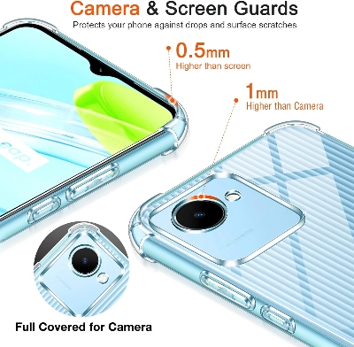 Picture of for Realme C30/C30S/Narzo 50i Prime Silicone Airbag cover Shockproof Transparent Protective Clear Back Cover TPU Case