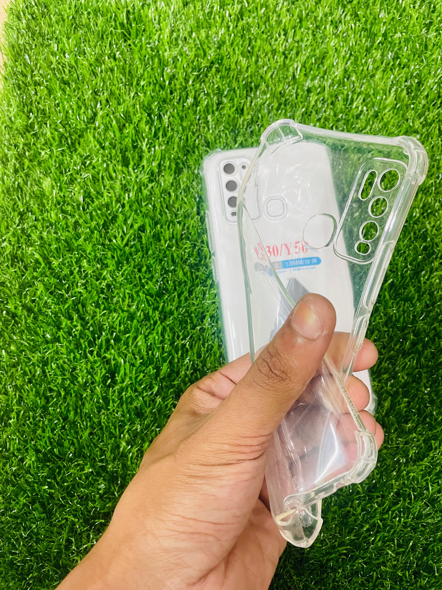 Picture of For Vivo Y30/Y50 Soft Transparent Shockproof Tpu Back Case/Cover  Water Colour, With Camera Bumper protection.