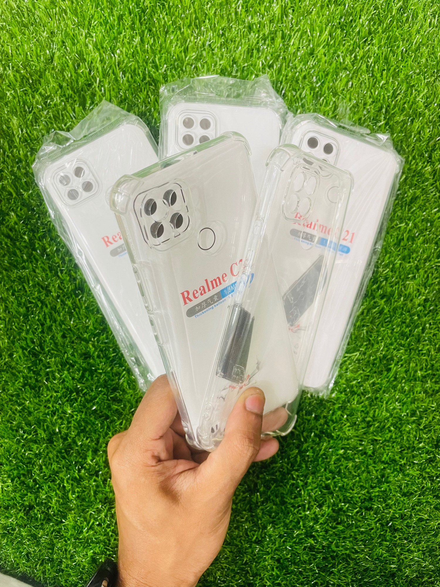 Picture of For Realme C21  Soft Transparent Shockproof Tpu Back Case/Cover  Water Colour, With Camera Bumper protection.