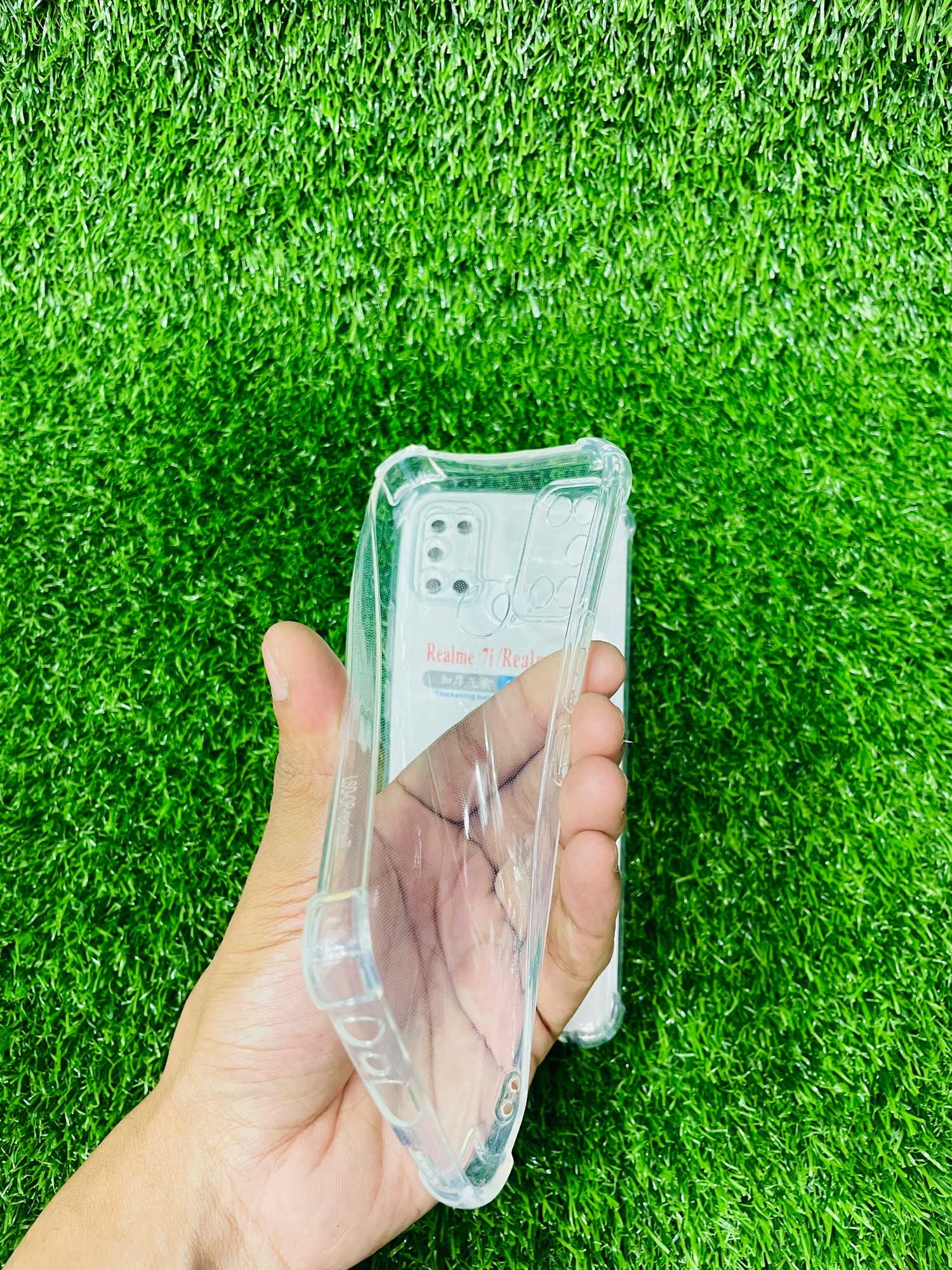 Picture of For Realme 7i /Realme C17 Soft Transparent Shockproof Tpu Back Case/Cover  Water Colour, With Camera Bumper protection.