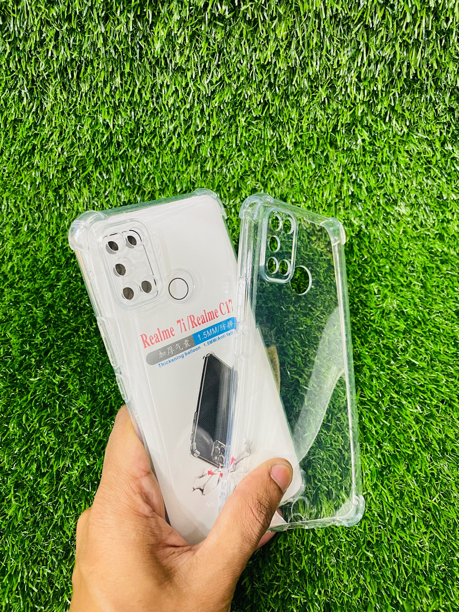 Picture of For Realme 7i /Realme C17 Soft Transparent Shockproof Tpu Back Case/Cover  Water Colour, With Camera Bumper protection.