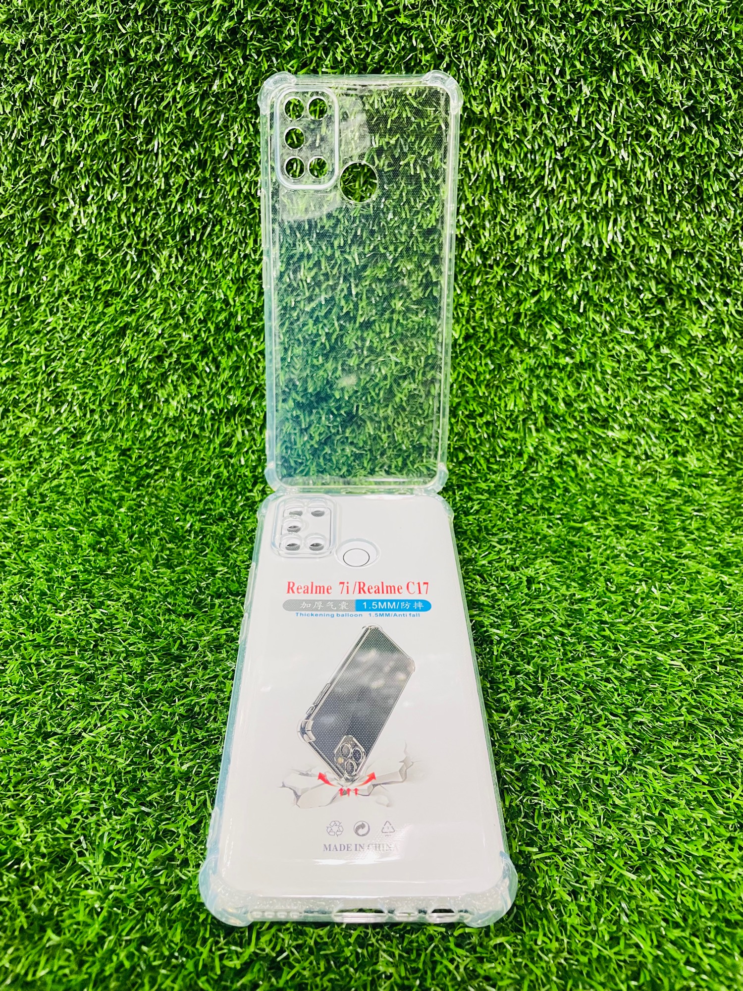 Picture of For Realme 7i /Realme C17 Soft Transparent Shockproof Tpu Back Case/Cover  Water Colour, With Camera Bumper protection.