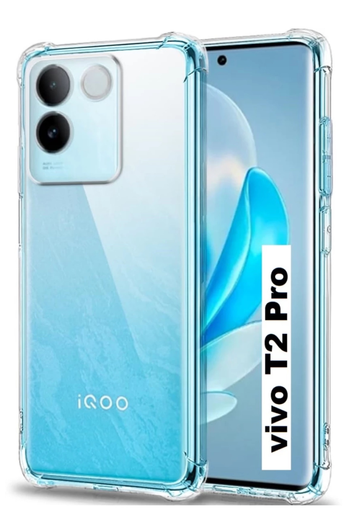 Picture of Soft Transparent Shockproof TPU Back Case for Vivo T2 Pro 5G, S17e 5G - Watercolor Design with Camera Bumper Protection